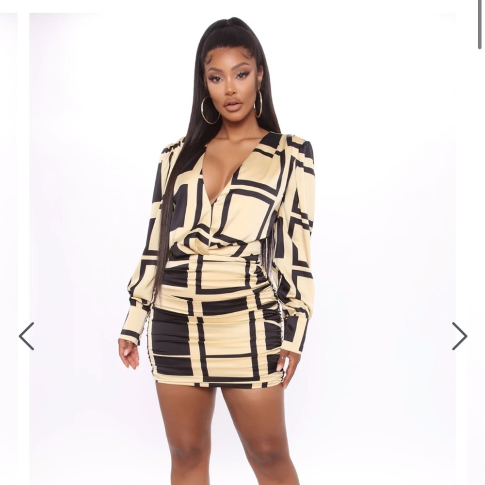 Fashion nova black and gold dress